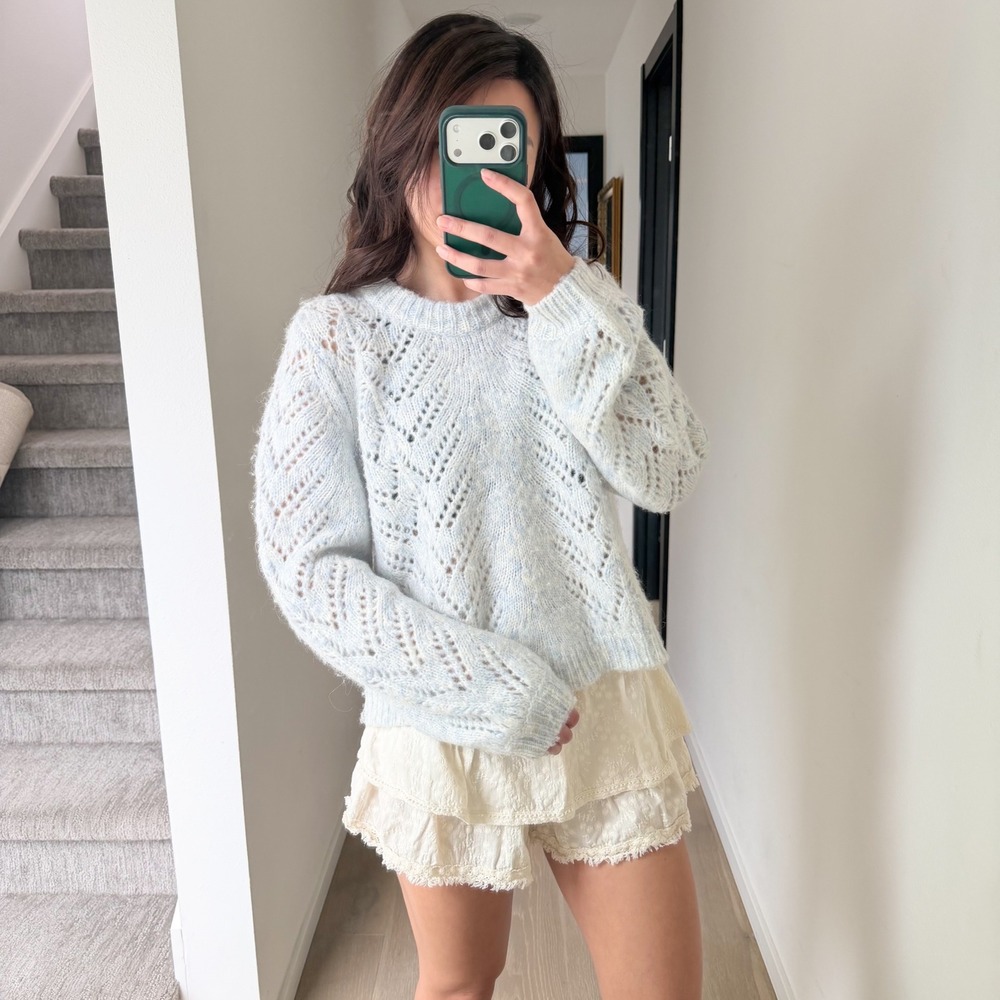 Intermix Alpaca Wool Pointelle Knit Sezane Sweater Coquette Cottagecore Fairy M